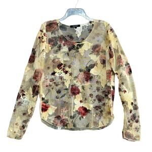 KAREN KANE Sheer Floral Mesh Top Layer Large Y2K‎ Vintage Whimsygoth Coquette